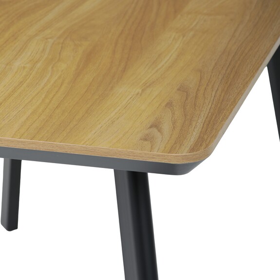 Stůl jídelní 140x80 cm, MDF deska, Melamine dekor dub, kov, černý lak