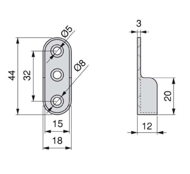 Úchyt šatní tyče, boční