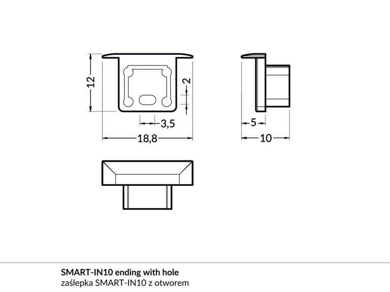 Koncovka WIRELI SMART-IN10 černá s otvorem, pár