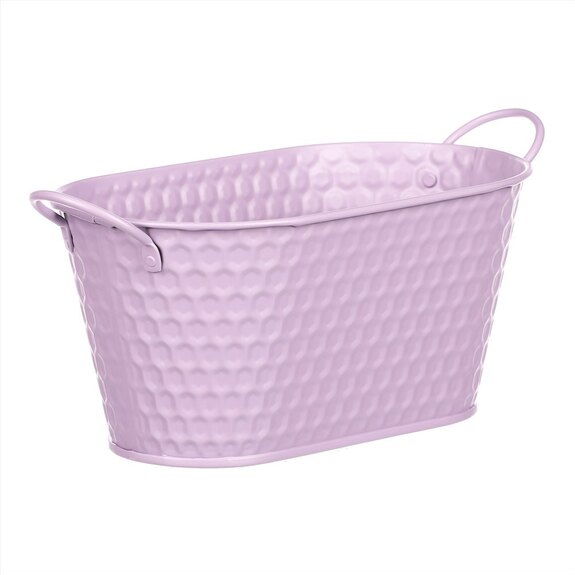 Obal kovový - truhlík,  ve světle fialové barvě.