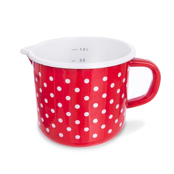 Hrnek smalt TEČKA 1,2 l, pr. 12 cm