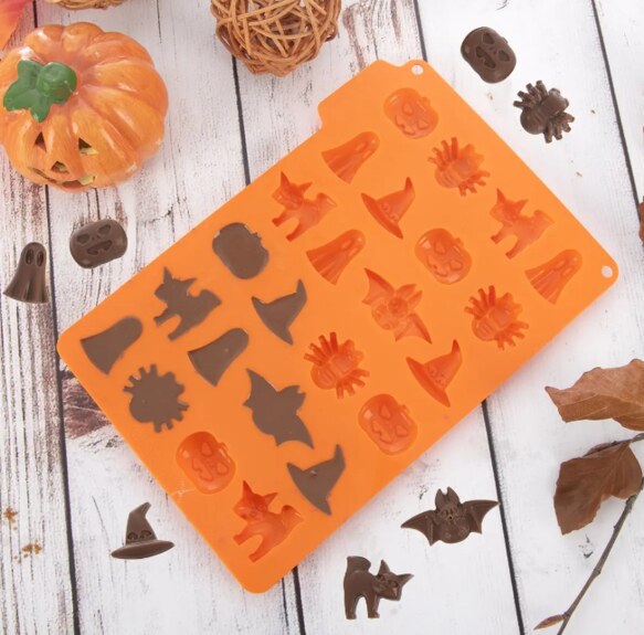 Forma silikon čokoláda Halloween 24 oranžová