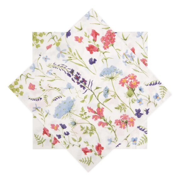 Ubrousek papír květy 20 ks 33x33 cm růžová