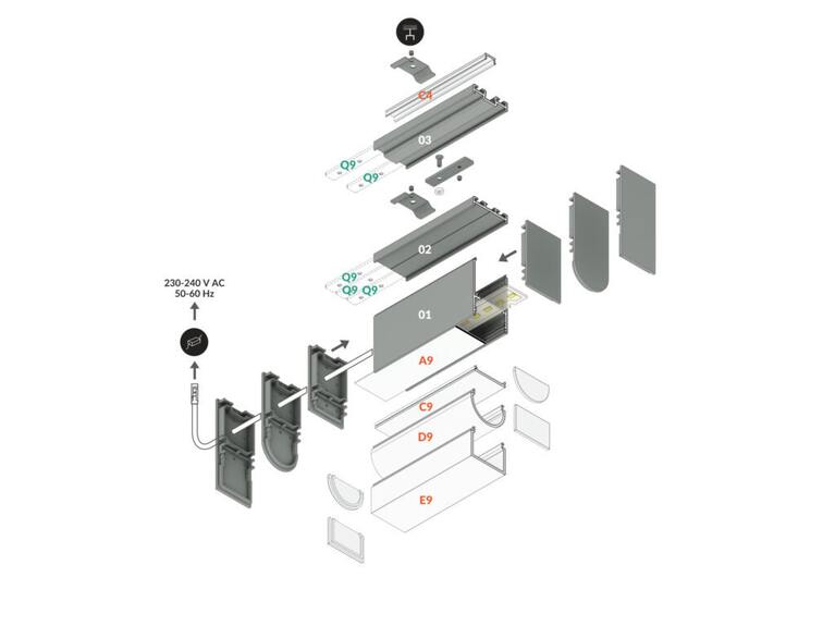 Profil WIRELI COMBO30-02 černý elox, 2m (metráž)