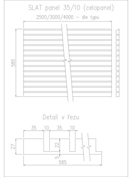 Dekorační obkladový SLAT panel 35-10 celomasiv