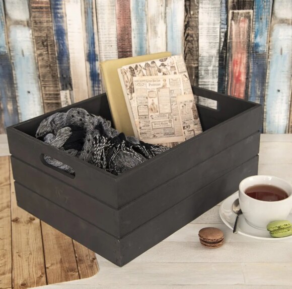 Bedýnka dřevo 36x26x15 cm antracitová