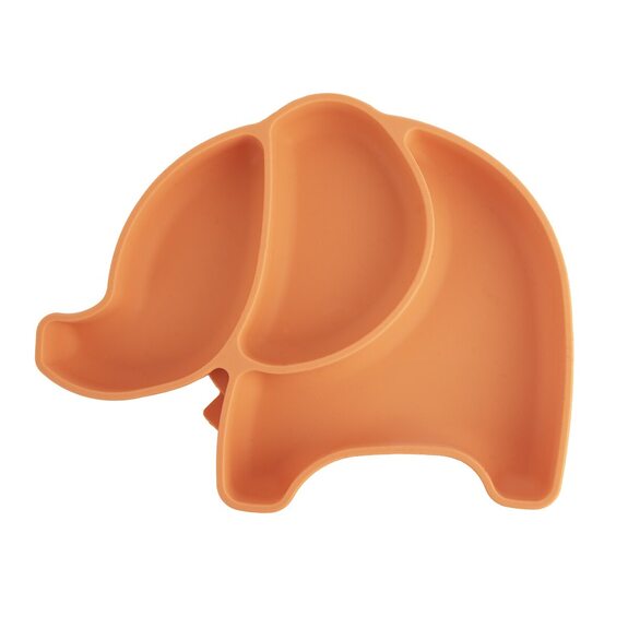 Talíř silikon dětský dělený slon 23x18 cm oranžová