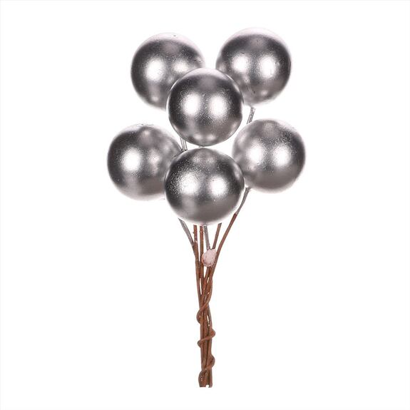 Koule na drátku, stříbrná barva. Cena za 1sáček (36ks).