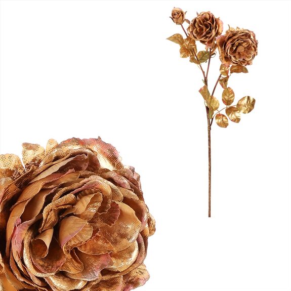 Růže - umělá řezaná květina, barva zlatá