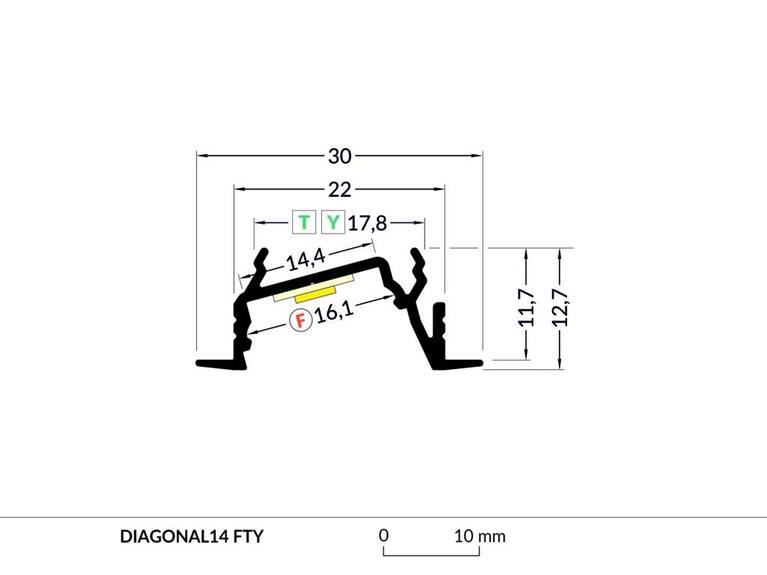Profil WIRELI DIAGONAL14 F/TY bílý lak, 2m (metráž)