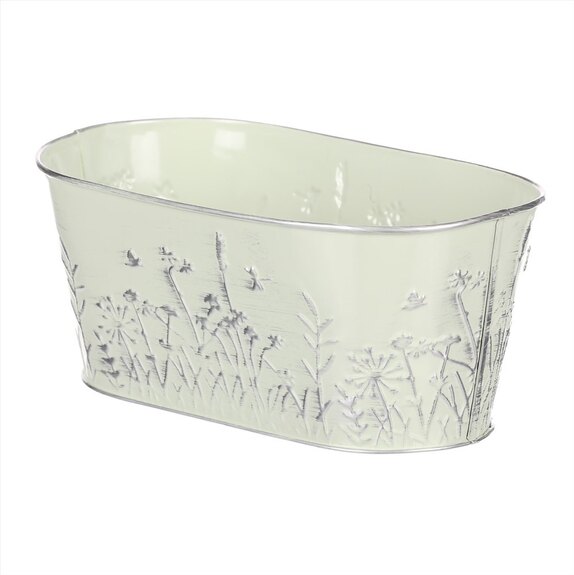 Obal na květiny kovový OK6352-GRN -truhlík - barva zelená.