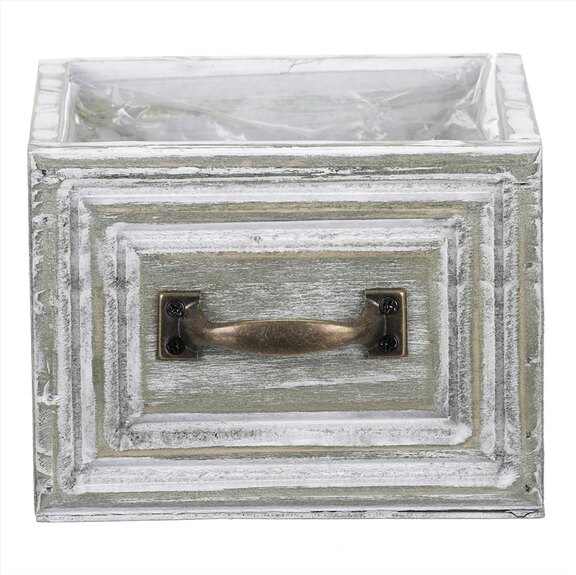 Šuplík dřevěný - obal na květiny, bílý