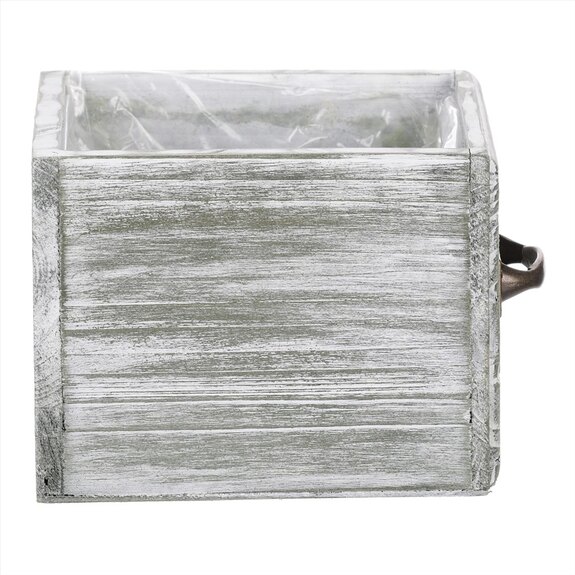 Šuplík dřevěný - obal na květiny, bílý