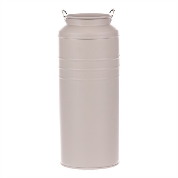 Váza kovová, šedivá barva.