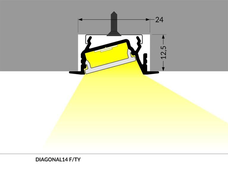Profil WIRELI DIAGONAL14 F/TY černý elox, 2m (metráž)