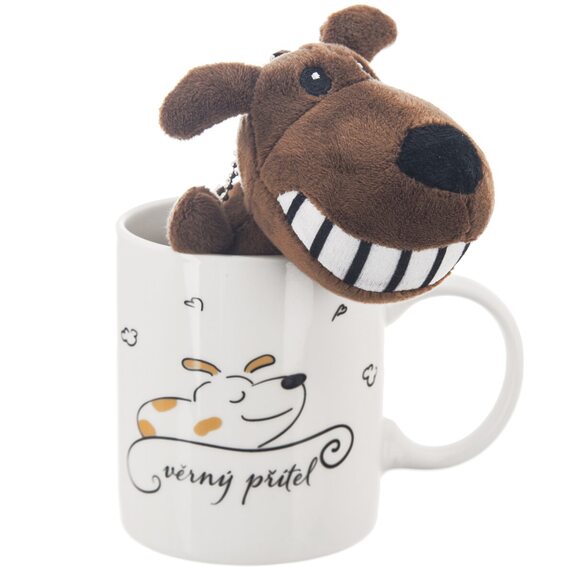 Hrnek porc.+hračka pejsek 0,39 l