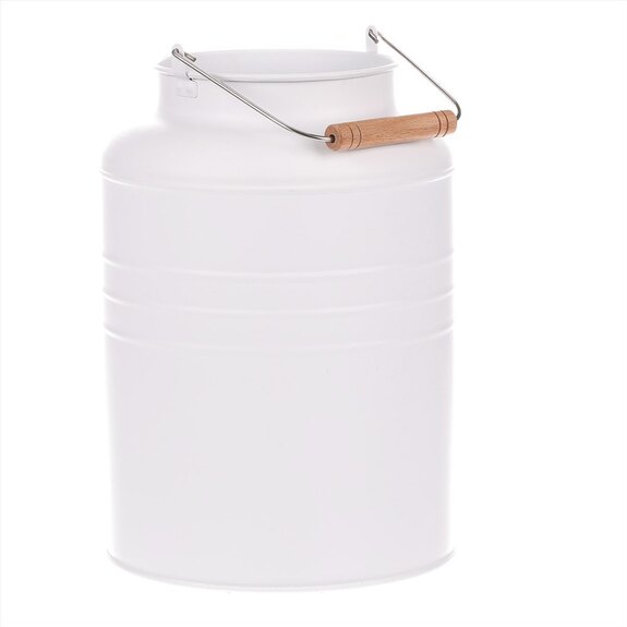 Váza kovová, bílá barva.