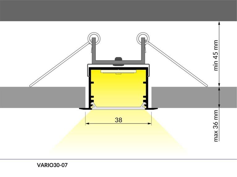 Profil WIRELI VARIO30-07 černý elox, 2m (metráž)