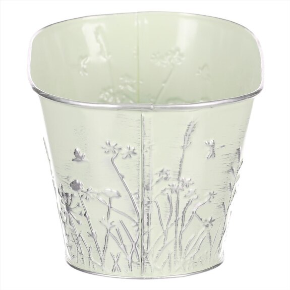 Obal na květiny kovový OK6352-GRN -truhlík - barva zelená.