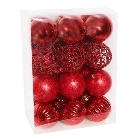 Baňky pvc 24ks/8cm červená