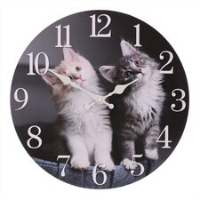 Hodiny nástěnné - koťata, MDF, 34 cm