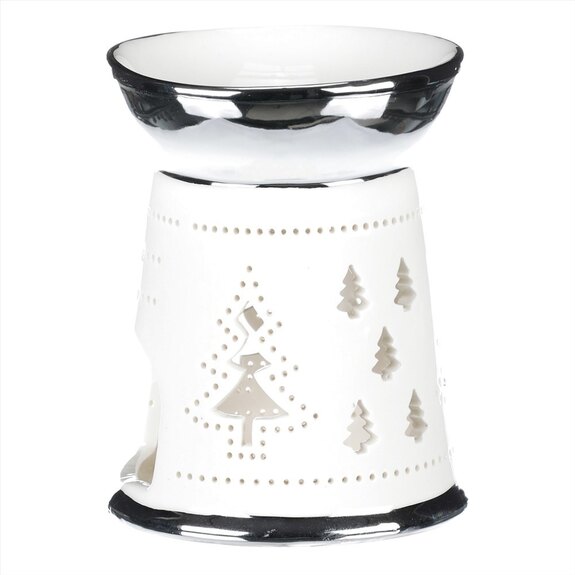 Aroma lampa, porcelánová. Stříbrno-bílá barva.