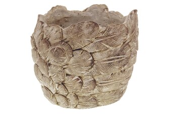 Obal na květiny JUK1006 betonový s dekorem peříček