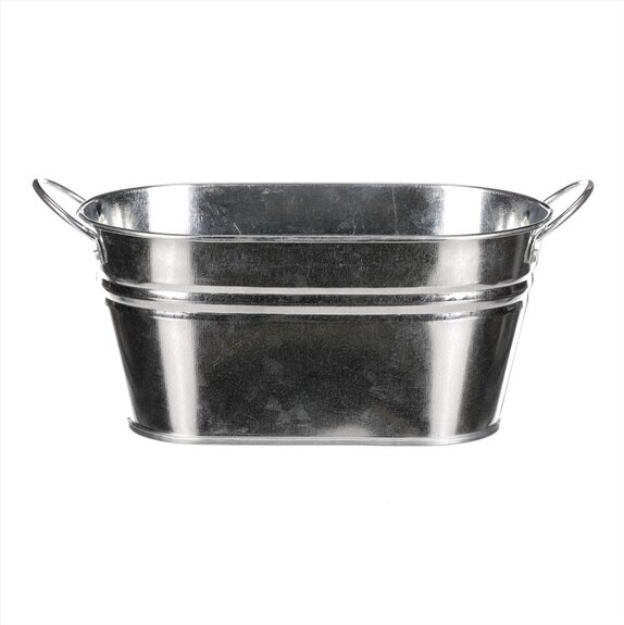 Obal na květiny - truhlík, zinkový, stříbrná barva.