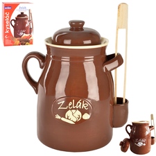 Hrnec ker. na nakládání+víko, kleště 6 l zelák