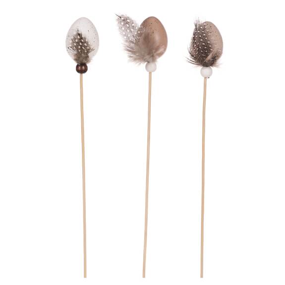 Vajíčko plastové - zápich, s pírkem VEL7003 BR