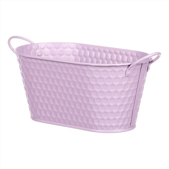 Obal kovový - truhlík,  ve světle fialové barvě.