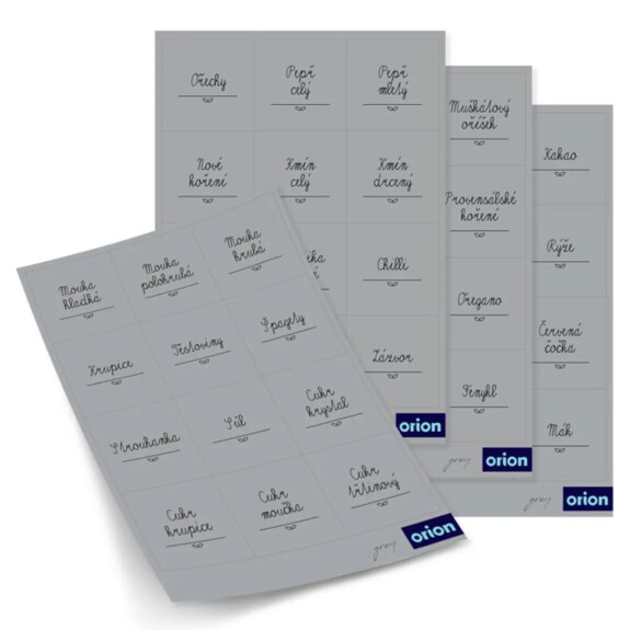 Samolepky na dózy GREY čtverec 48 šedá CZ