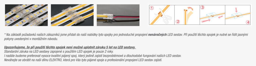 Spojka pro LED pásky 10mm (max. 5A) + 15cm kabel