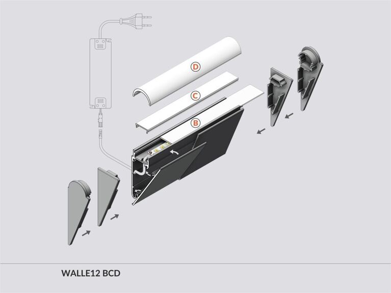 Profil WIRELI WALLE12 B1 vnější kryt hliník anoda, 2m (metráž)