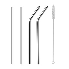 Brčko nerez nápojové 4 ks 18 cm+kartáček