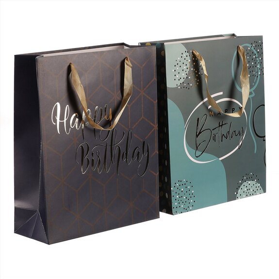 Taška papírová - zlatě zdobená, mix 2 druhů SF1515-S