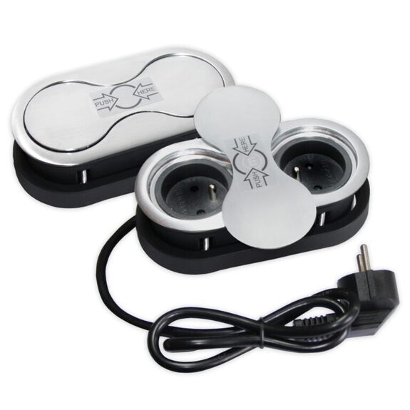 Zásuvka EIGHT 3 x 230 V AC (16 A) stříbrná