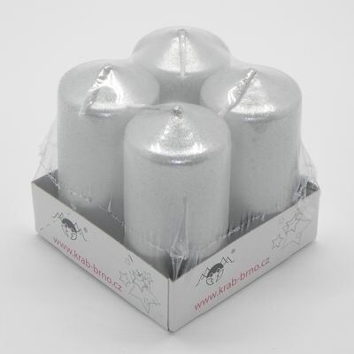 Svíčka Lis.Válec 40x80 S/4 LAK stříbrná