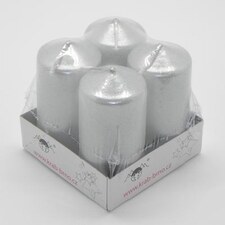 Svíčka Lis.Válec 40x80 S/4 LAK stříbrná