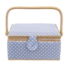 Kazeta na šití dřevo/polyester 30x23x16 cm modrá
