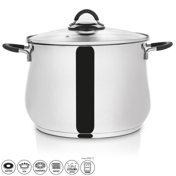 Hrnec nerez DALIE 10,6 l poklice sklo