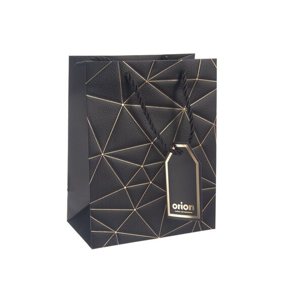Taška papír dárková mřížka 18x10x23 cm černá, náhr. 823116
