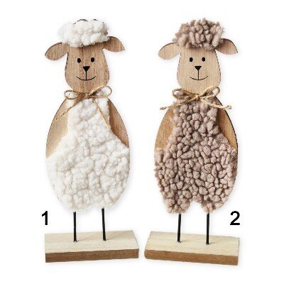 Beránek dřevo/textil 22cm mix hnědá/bílá