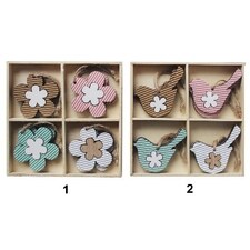 Květinka/ptáček závěs dřevo 8ks/5cm mix