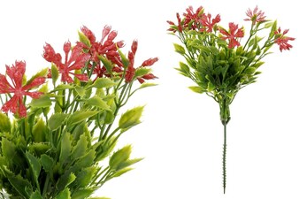 Květina umělá plastová.  Barva červená temná