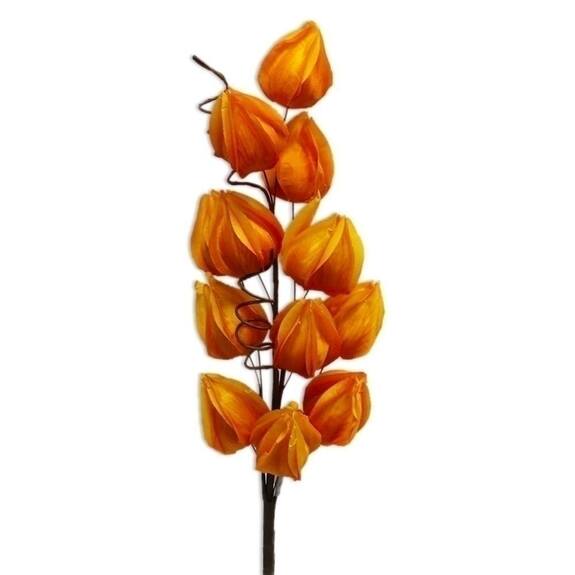 Větev physalis textil 45cm oranž