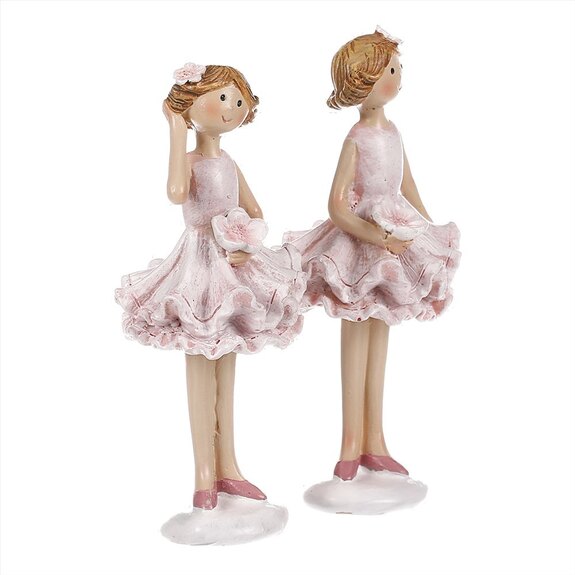 Dívka v sukni, mix 2 druhů, růžová barva, polyresin.