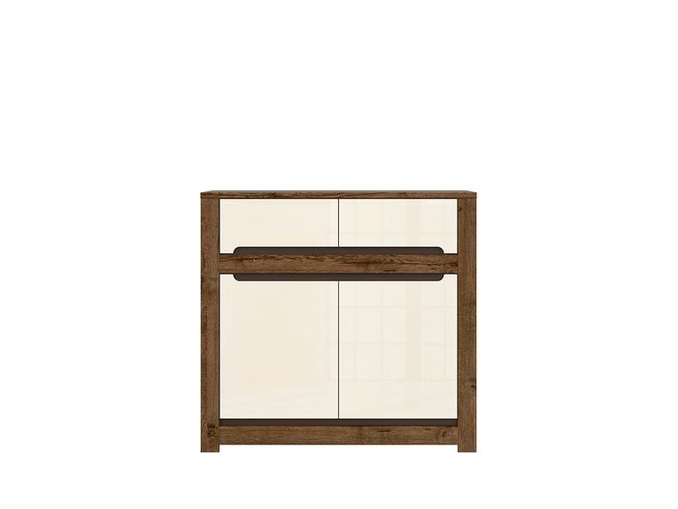 Komoda RUSO KOM2D2S dub april/perleťový lesk