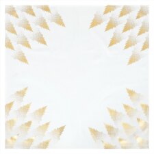 Ubrus bílý - zlaté stromky v rozích, 100% polyester, 80 x 80 cm.