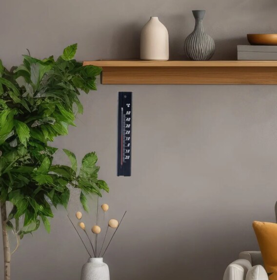 Teploměr dřevo univerzální 20 cm černá